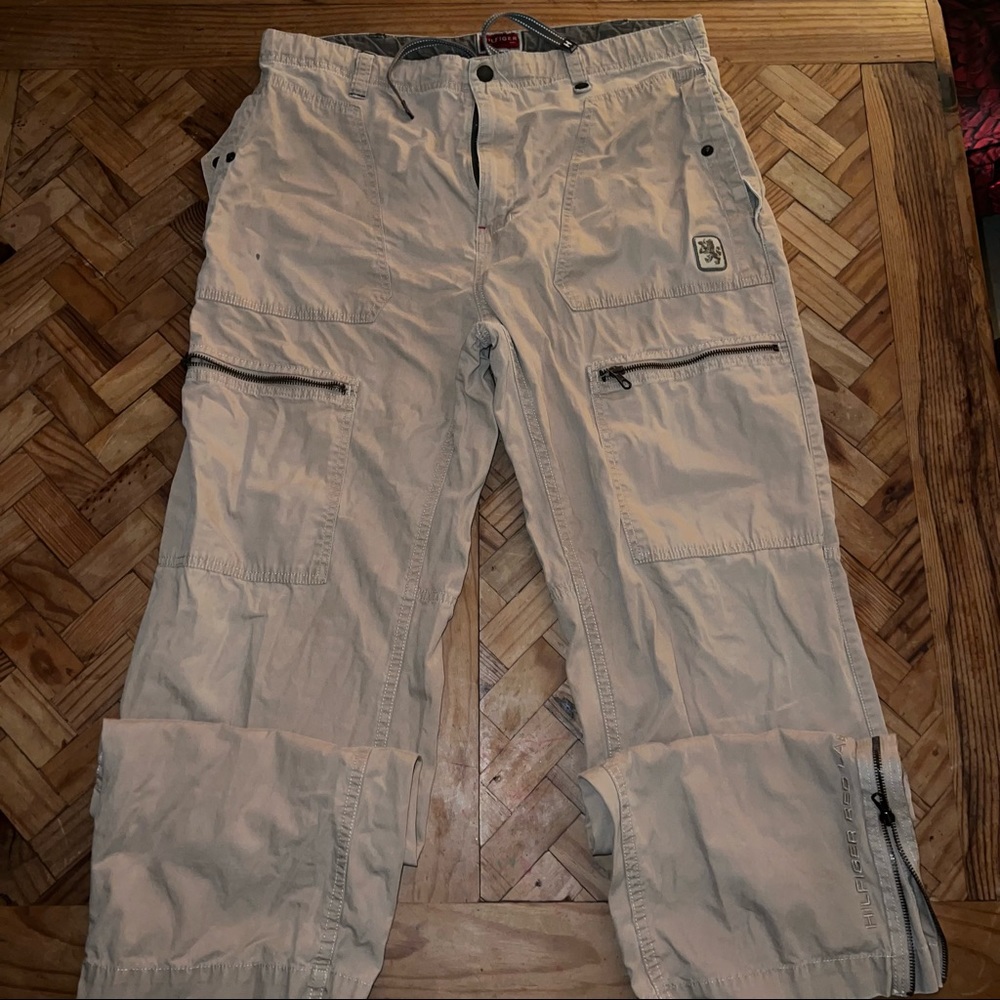 Tommy Hilfiger Tan Y2K Red Label Relaxed Fit Full Leg Cargo Pants Size 34